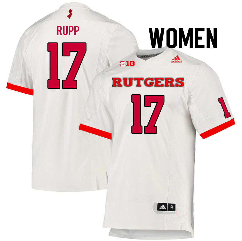 Women #17 Gavin Rupp Rutgers Scarlet Knights College Football Jerseys Sale-White